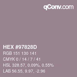 颜色代码: HEX #97828D | qconv.com
