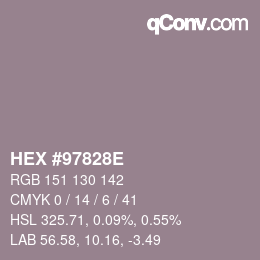 颜色代码: HEX #97828E | qconv.com