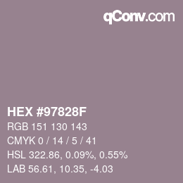 颜色代码: HEX #97828F | qconv.com
