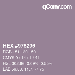 颜色代码: HEX #978296 | qconv.com