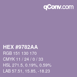 カラーコード: HEX #9782AA | qconv.com