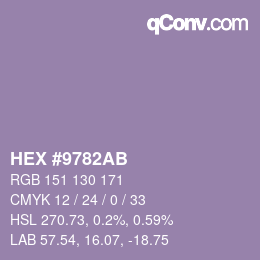 颜色代码: HEX #9782AB | qconv.com