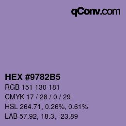 カラーコード: HEX #9782B5 | qconv.com