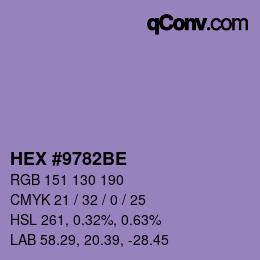 カラーコード: HEX #9782BE | qconv.com