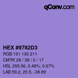 カラーコード: HEX #9782D3 | qconv.com