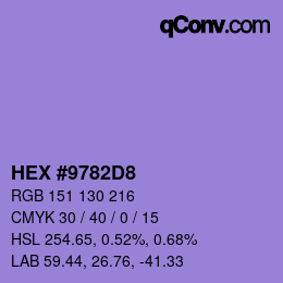 カラーコード: HEX #9782D8 | qconv.com