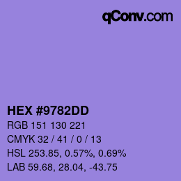 Color code: HEX #9782DD | qconv.com