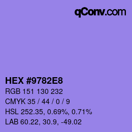 カラーコード: HEX #9782E8 | qconv.com