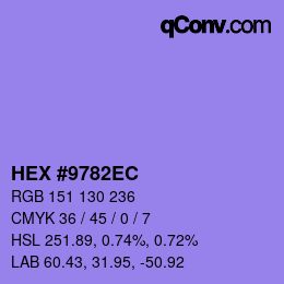 カラーコード: HEX #9782EC | qconv.com