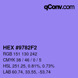 カラーコード: HEX #9782F2 | qconv.com