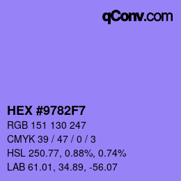 カラーコード: HEX #9782F7 | qconv.com