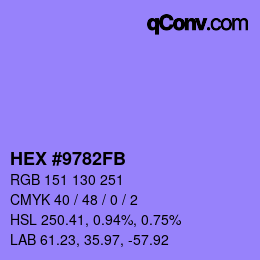 カラーコード: HEX #9782FB | qconv.com