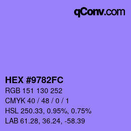 カラーコード: HEX #9782FC | qconv.com