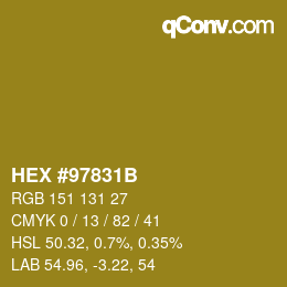 カラーコード: HEX #97831B | qconv.com