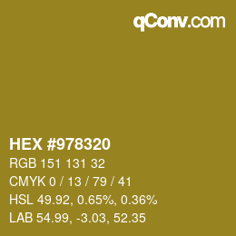 颜色代码: HEX #978320 | qconv.com