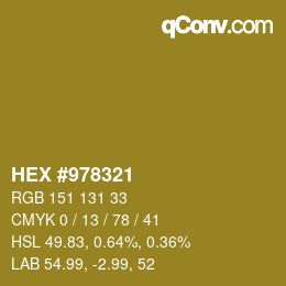Farbcode: HEX #978321 | qconv.com