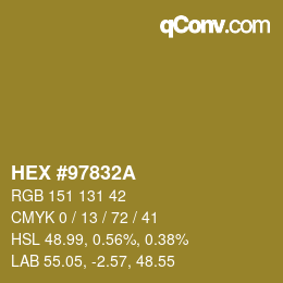 カラーコード: HEX #97832A | qconv.com
