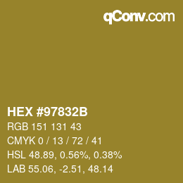 颜色代码: HEX #97832B | qconv.com