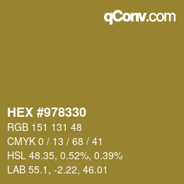 颜色代码: HEX #978330 | qconv.com