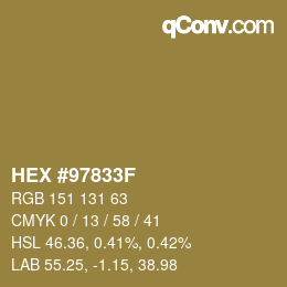 颜色代码: HEX #97833F | qconv.com