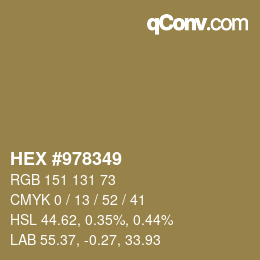 颜色代码: HEX #978349 | qconv.com