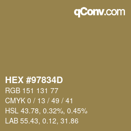 カラーコード: HEX #97834D | qconv.com