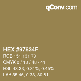 颜色代码: HEX #97834F | qconv.com