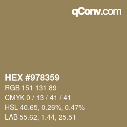 颜色代码: HEX #978359 | qconv.com
