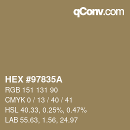 カラーコード: HEX #97835A | qconv.com