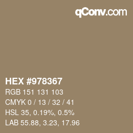 カラーコード: HEX #978367 | qconv.com