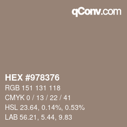 カラーコード: HEX #978376 | qconv.com