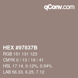 Color code: HEX #97837B | qconv.com