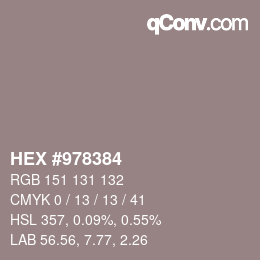 カラーコード: HEX #978384 | qconv.com