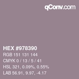 颜色代码: HEX #978390 | qconv.com