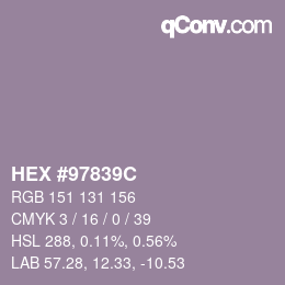 颜色代码: HEX #97839C | qconv.com