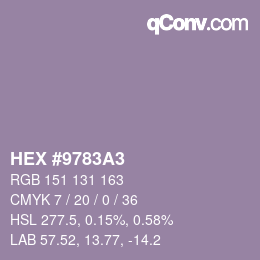 カラーコード: HEX #9783A3 | qconv.com