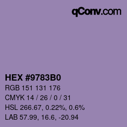 カラーコード: HEX #9783B0 | qconv.com