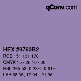 カラーコード: HEX #9783B2 | qconv.com