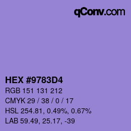 カラーコード: HEX #9783D4 | qconv.com