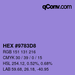 颜色代码: HEX #9783D8 | qconv.com