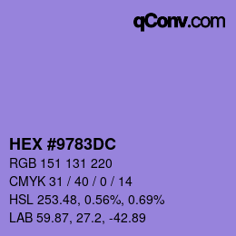 カラーコード: HEX #9783DC | qconv.com