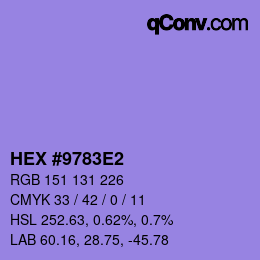 カラーコード: HEX #9783E2 | qconv.com