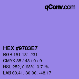 カラーコード: HEX #9783E7 | qconv.com