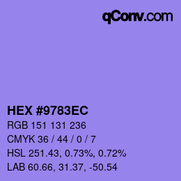 颜色代码: HEX #9783EC | qconv.com