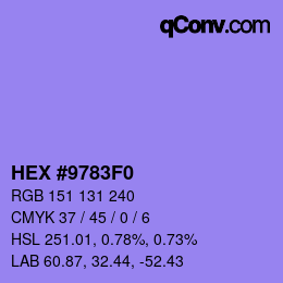 カラーコード: HEX #9783F0 | qconv.com