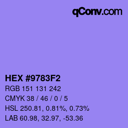 颜色代码: HEX #9783F2 | qconv.com