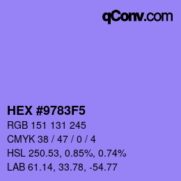 カラーコード: HEX #9783F5 | qconv.com