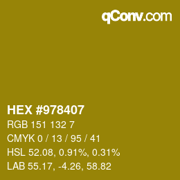 颜色代码: HEX #978407 | qconv.com