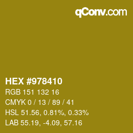 カラーコード: HEX #978410 | qconv.com
