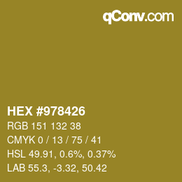 颜色代码: HEX #978426 | qconv.com